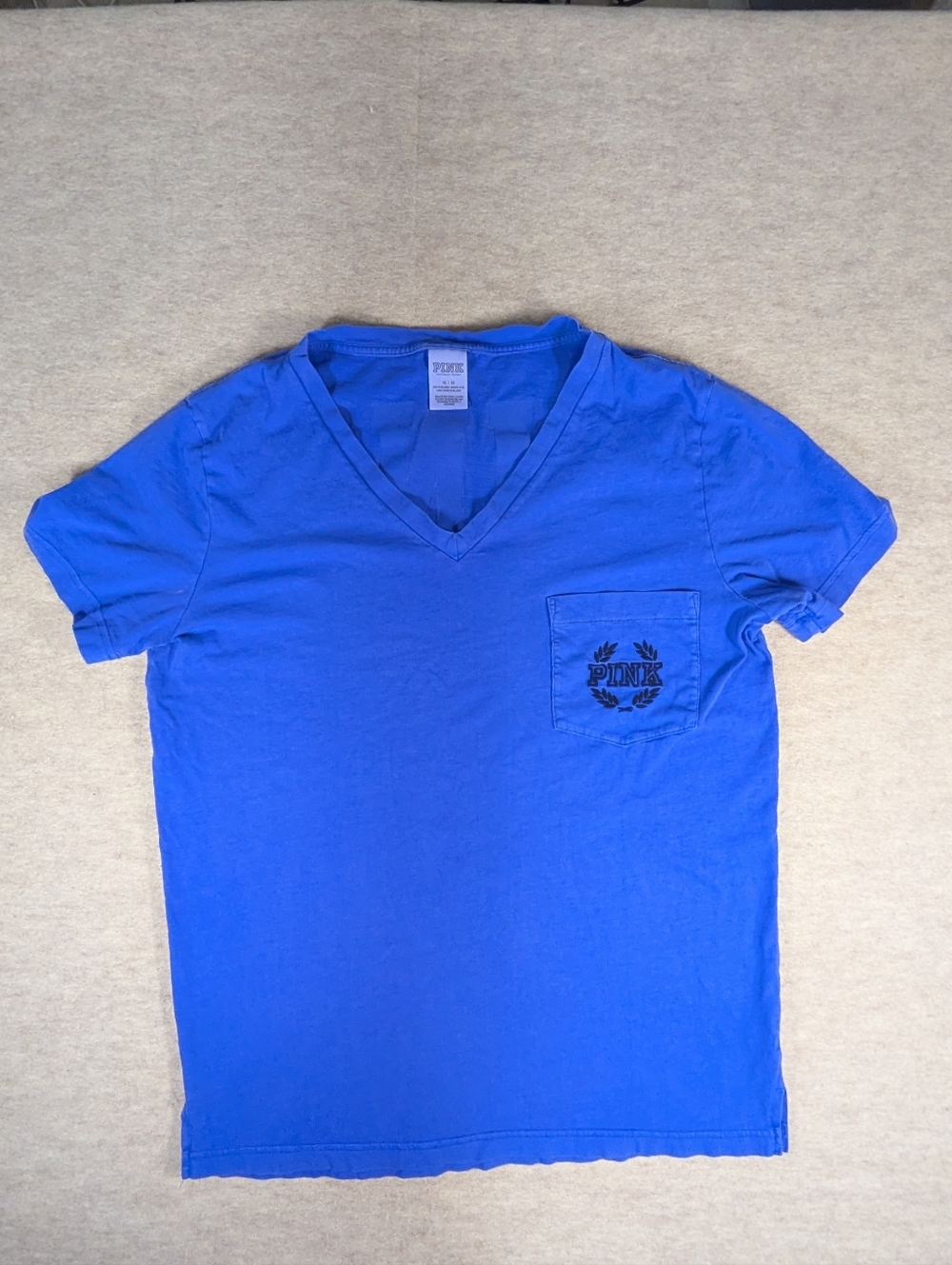 PINK Victoria's Secret True Indigo Purple V-Neck Pocket T-Shirt Size Medium Y2K